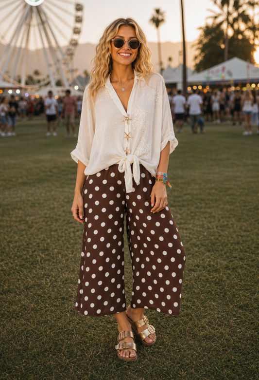 Tie Front Linen Look Blouse