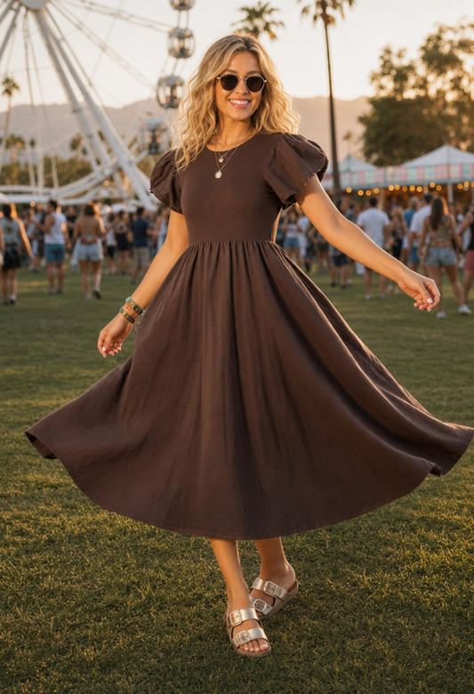 Puff Sleeve Summer Dress (Pre Order Expected Dispatch June 17th)