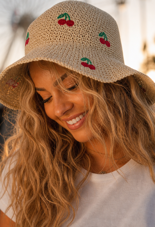 Cherry Detail Straw Hat