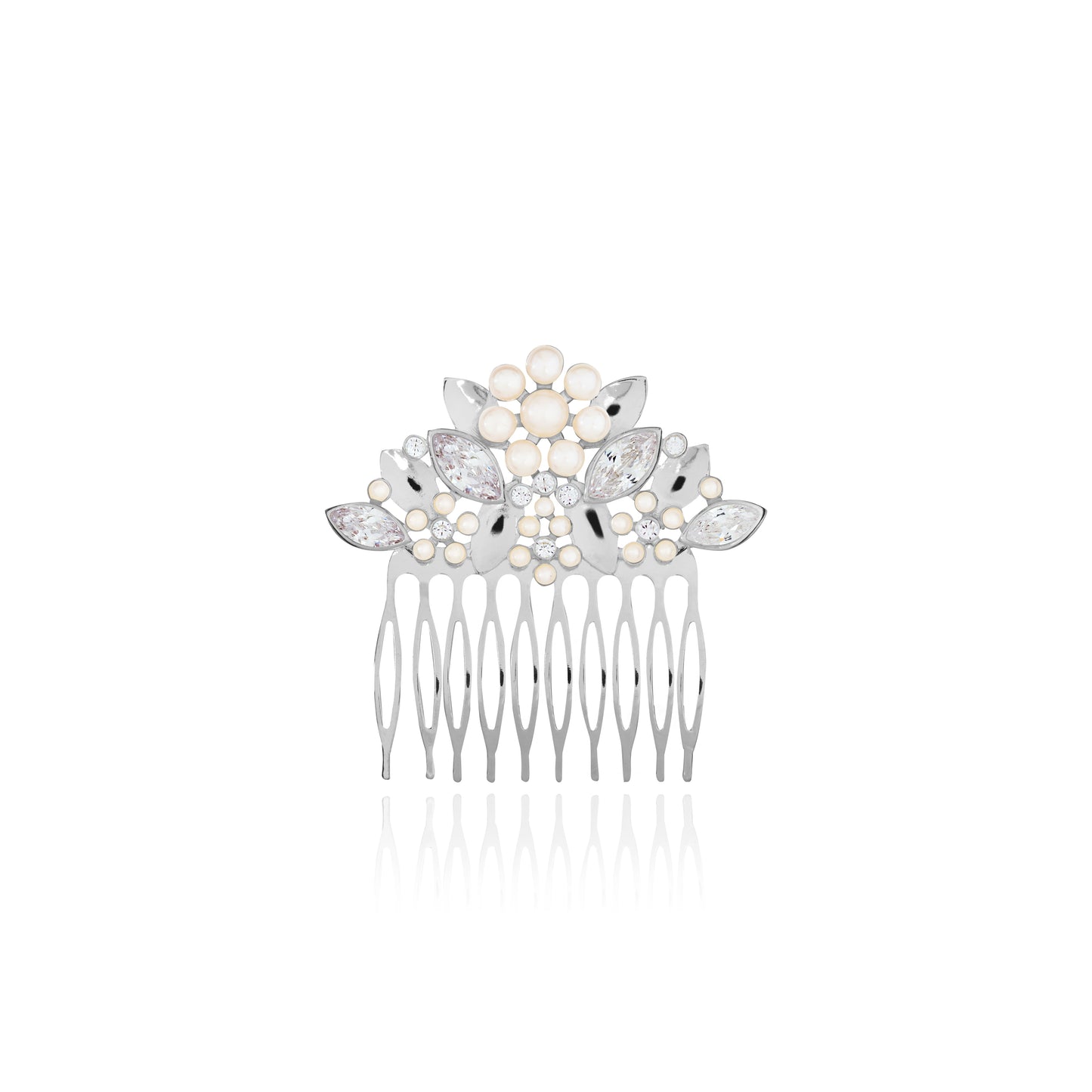 HAPPY EVER AFTER HAIR ACCESSORIES | PEARL FLOWER AND CRYSTAL HAIR COMB