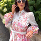 Floral and Diamante Belted Short Dress