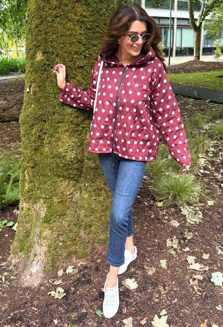 Polka Dot Quilted Coat