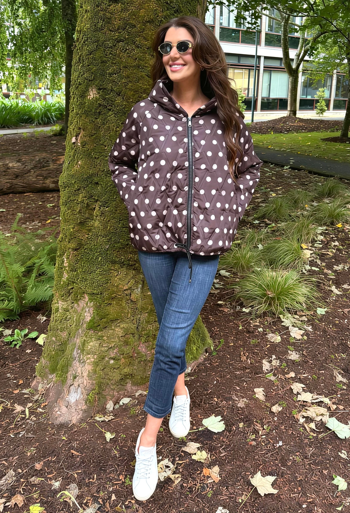 Polka Dot Quilted Coat