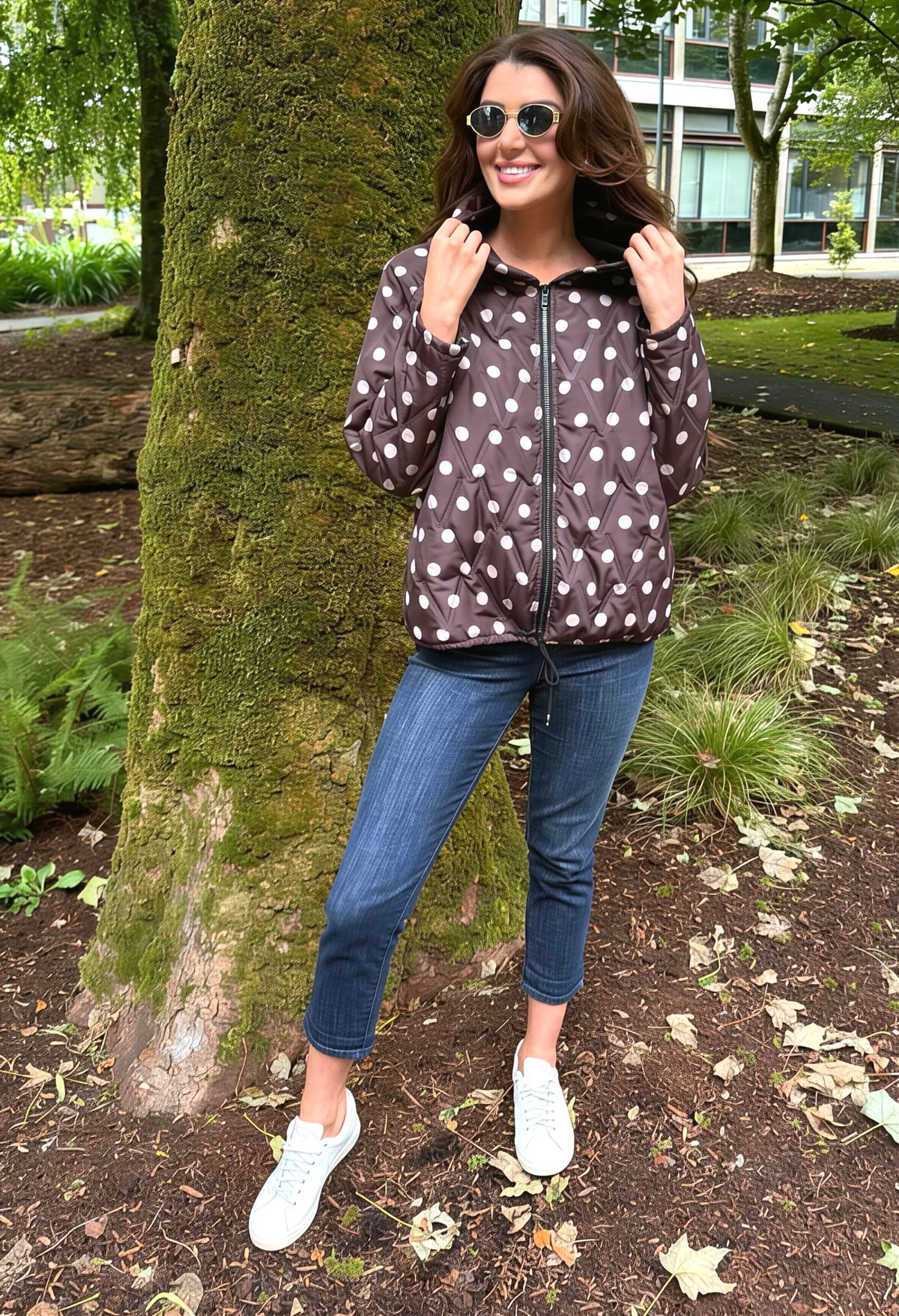 Polka Dot Quilted Coat