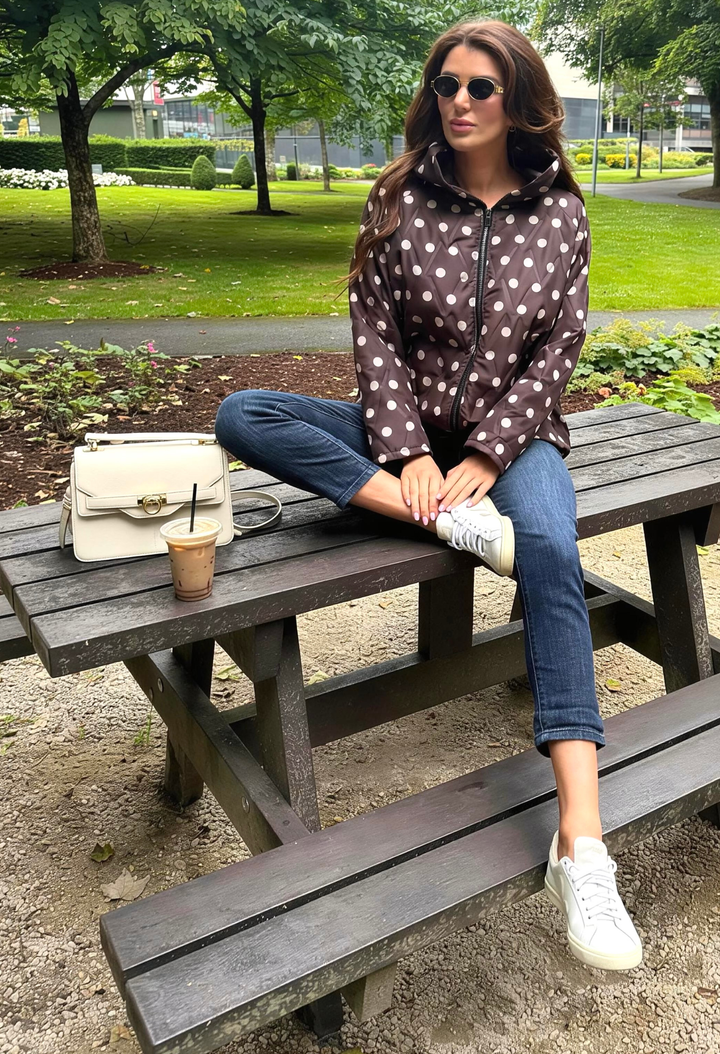 Polka Dot Quilted Coat