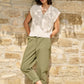 High waist barrel trousers with button detail