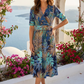 Palm Print Wrap Dress