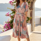 Peacock Print Wrap Dress