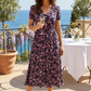 Floral Print V-Neck Midi Dress