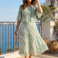 Abstract Plisse Pleated Pop Over Dress