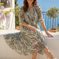 Abstract Plisse Pleated Pop Over Dress