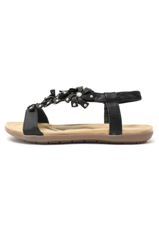 Black Floral Detail Sandals
