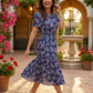 Floral Print Tiered Midi Dress