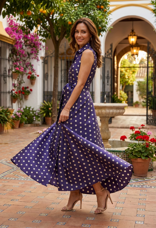 Satin Polka Dot Shirt Dresses