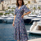 Pretty Floral Print V-Neck Midi Dress