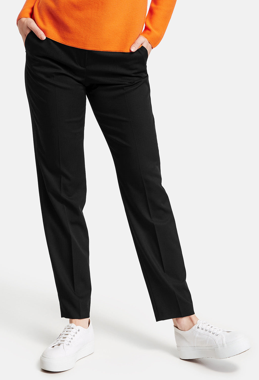 Black Trousers with Pressed Pleats
