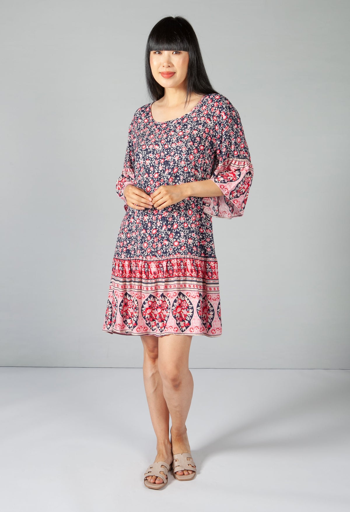 Floral Print Frill Dress – Pamela Scott