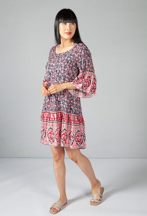 Floral Print Frill Dress, view 2 – Pamela Scott