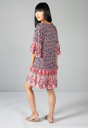 Floral Print Frill Dress, view 3 – Pamela Scott