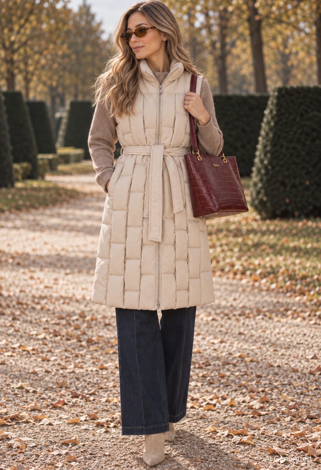 Geometrical Design Longline Gilet, view 10 – Pamela Scott