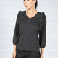 Charcoal Frill Detail Knit Top