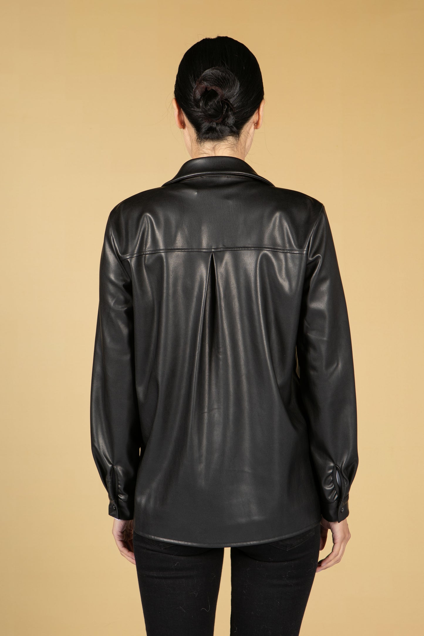 Leatherette Shirt in Black