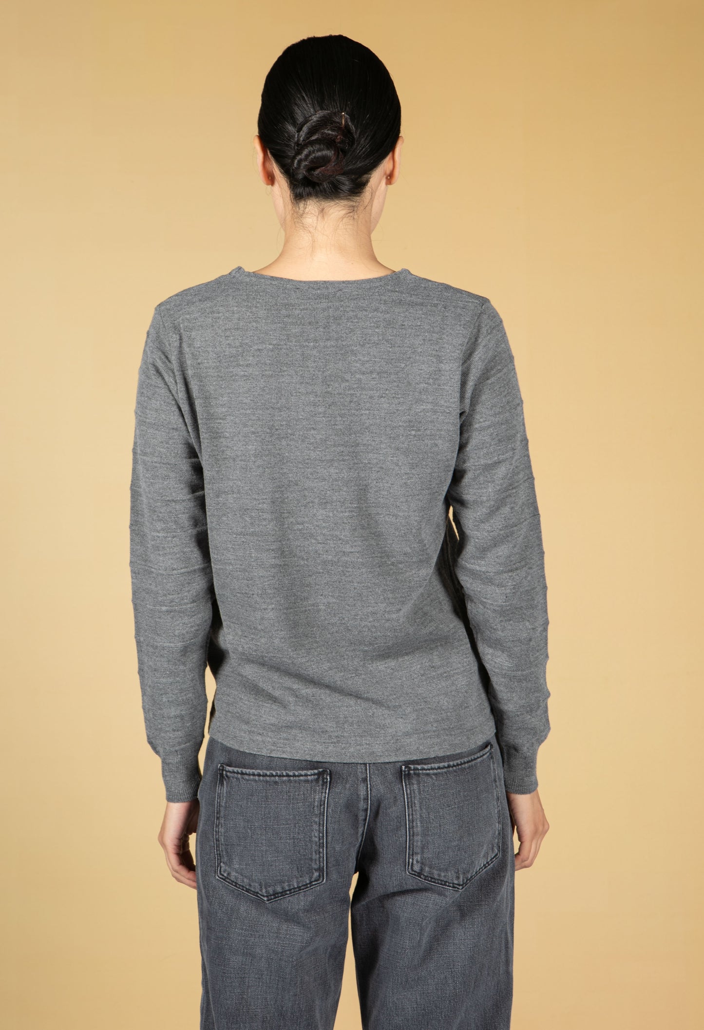 Grey Textured Knitted Pullover