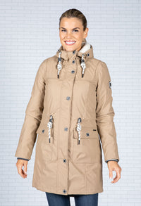 Toasted Beige Faux Fur Lined Raincoat