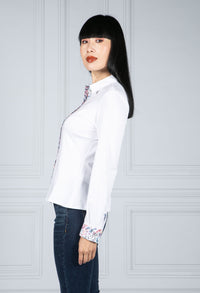 Printed Detail White Shirt
