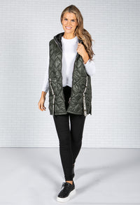 Khaki Quilted Gilet with Logo Pockets