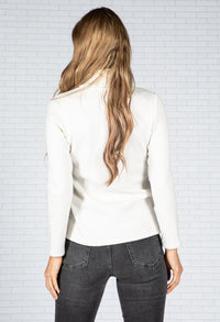 Cashmere Touch Roll Neck Knit in Oat Milk