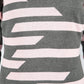 Grey and Rose Stripe Design Knit Pullover
