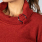 Fine Knit Cowl Neck Top with under-shirt detail in Burnt Orange