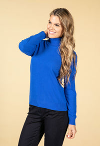Cashmere Touch Turtleneck Knit In Royal Blue