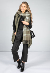 Hounds Tooth Check Scarf in Moss