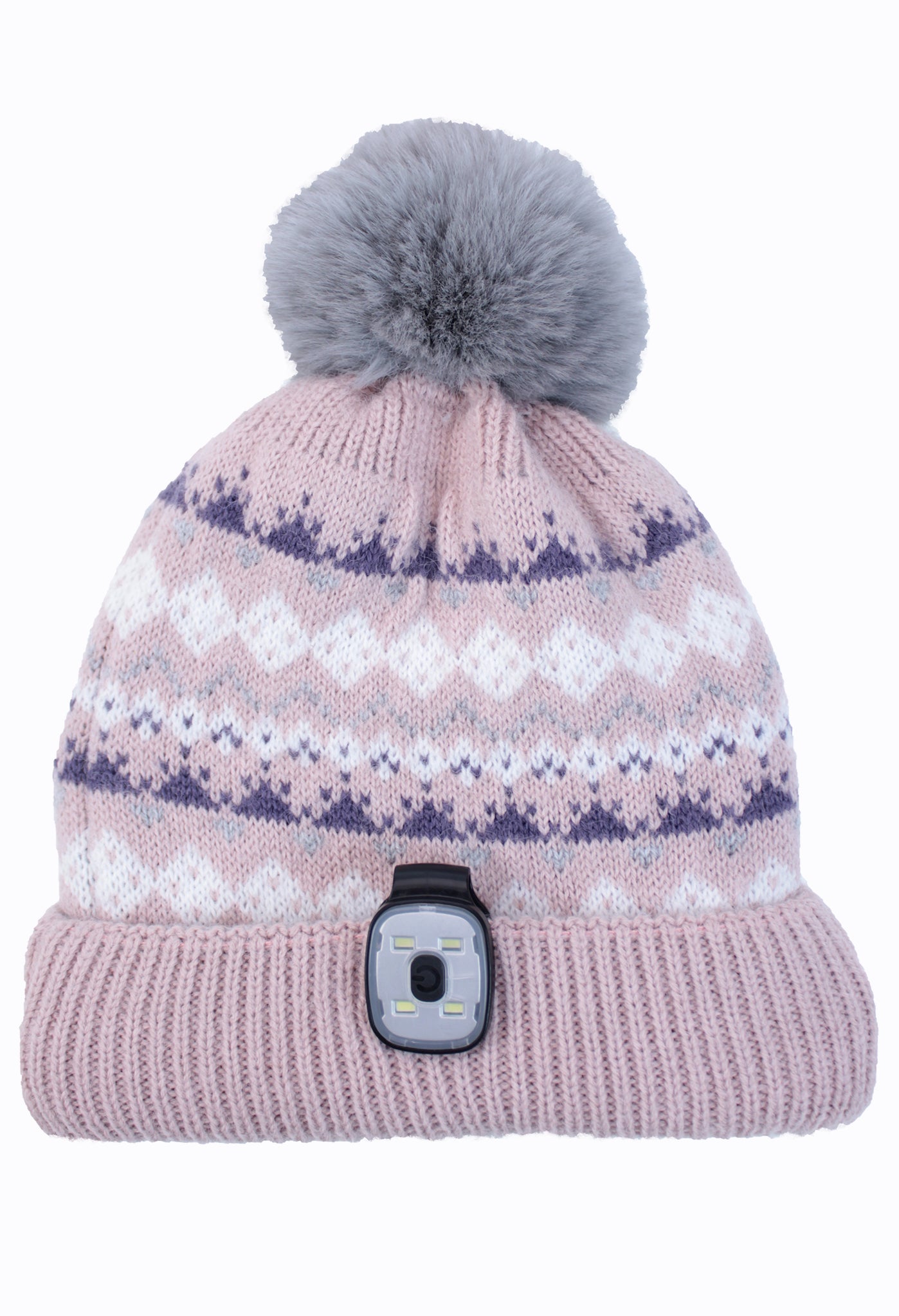 Reversible Hat & LED Torch in Mauve