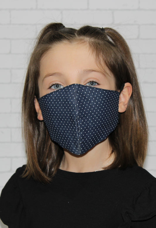 Children's Denim Blue Dot Face Mask