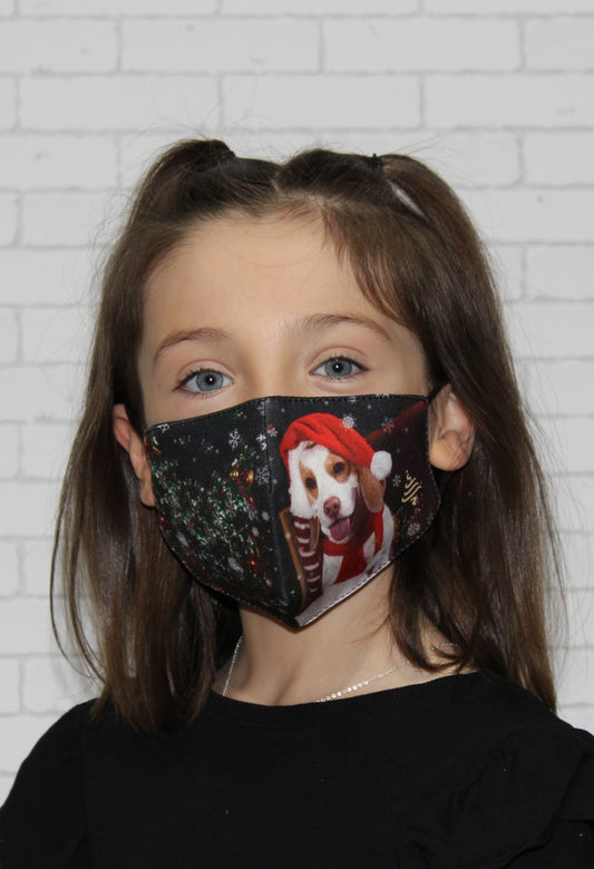 Children's Christmas Puppy Face Mask