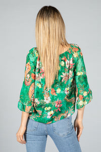 Paisley and Hibiscus Print Blouse