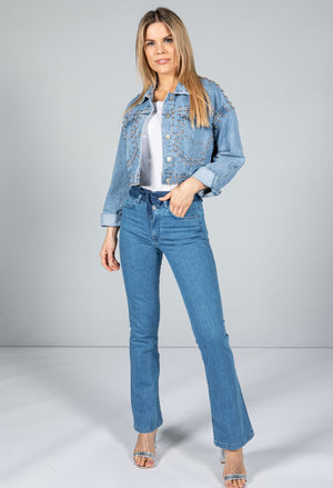 High Rise Loose Bootcut Jeans with Belt, view 5 – Pamela Scott