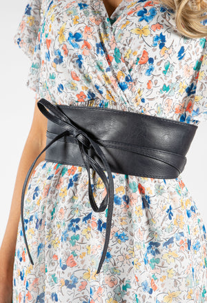 Smooth Faux Leather Obi Belt