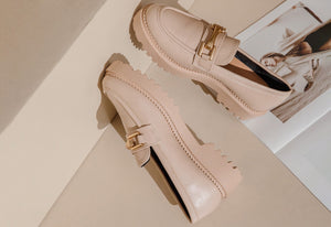 Soft Gold Buckled Loafer