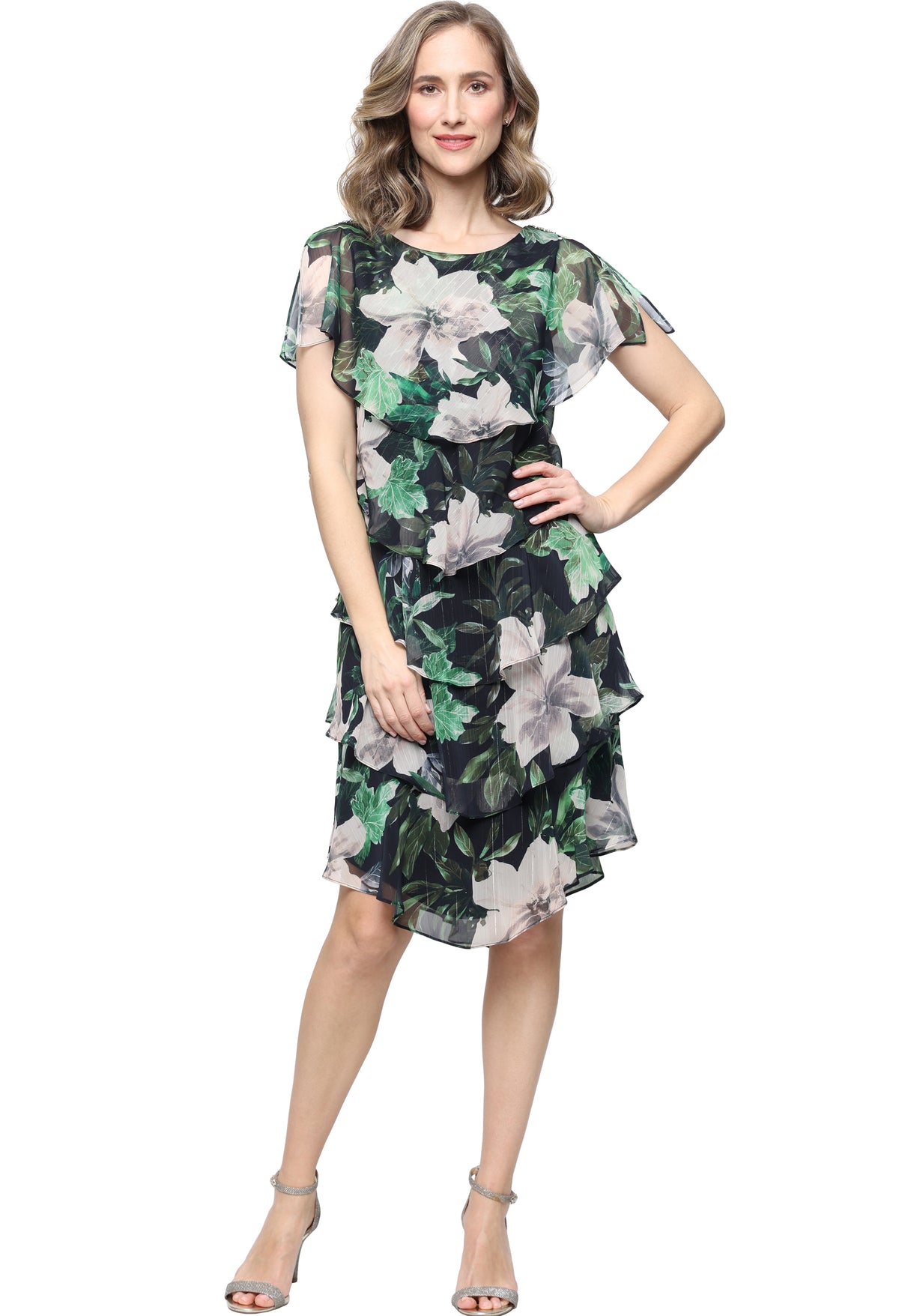 Floral Chiffon Midi Dress
