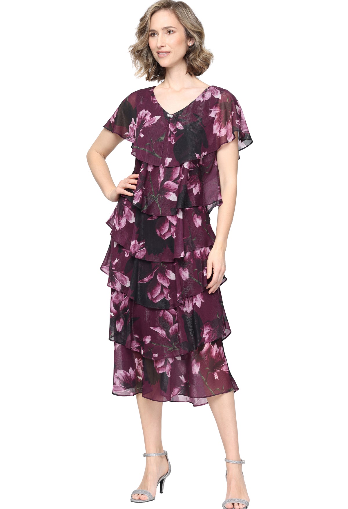 Floral Chiffon Midi Dress