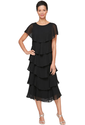 Tiered Chiffon Midi Dress