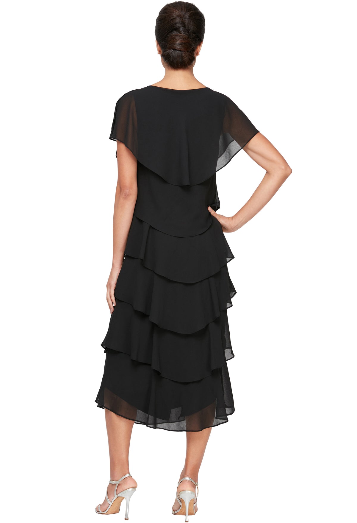 Tiered Chiffon Midi Dress