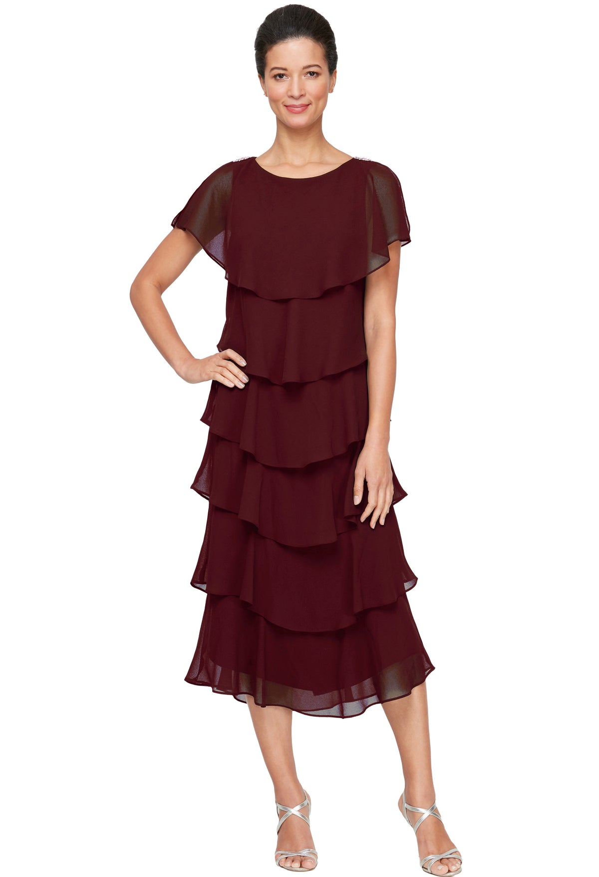 Tiered Chiffon Midi Dress