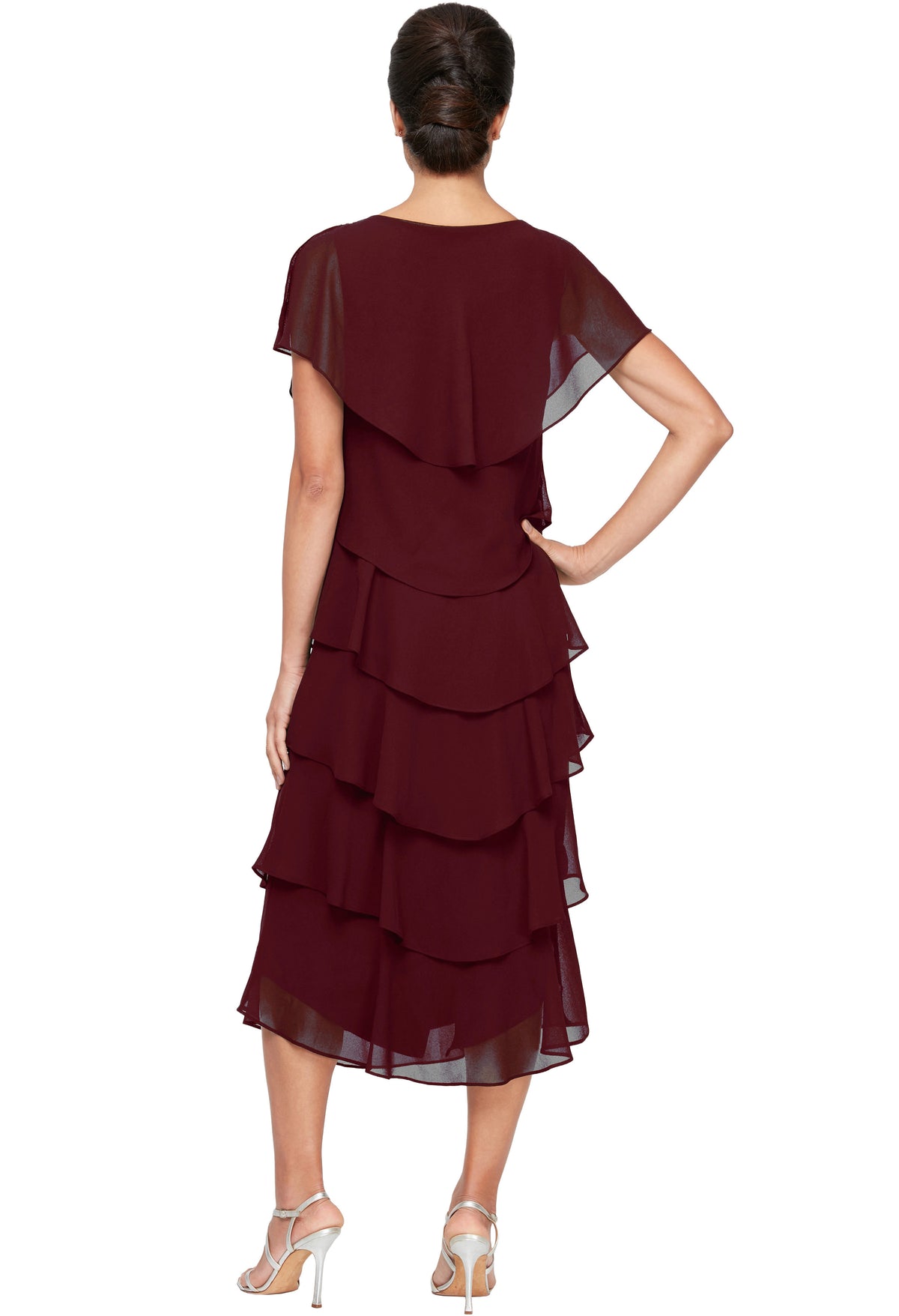 Tiered Chiffon Midi Dress