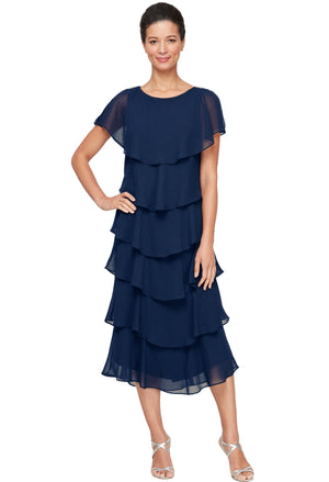 Tiered Chiffon Midi Dress