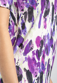 Abstract Printed Dots Dress in Wild Heather